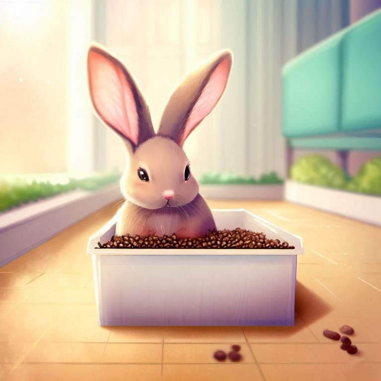 lapin dans une litière