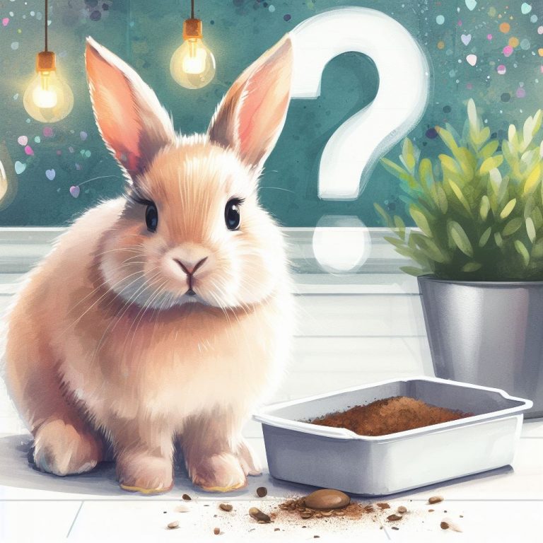 Lapin à côté de sa litière